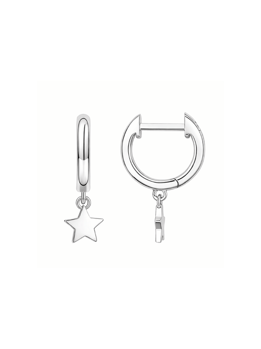silver star huggie hoops