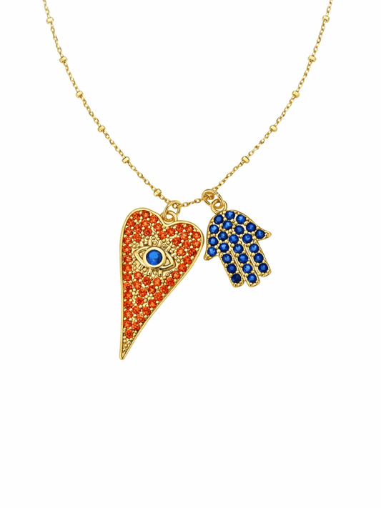 Blue and Red Evil Eye Hamsa Hand Coins