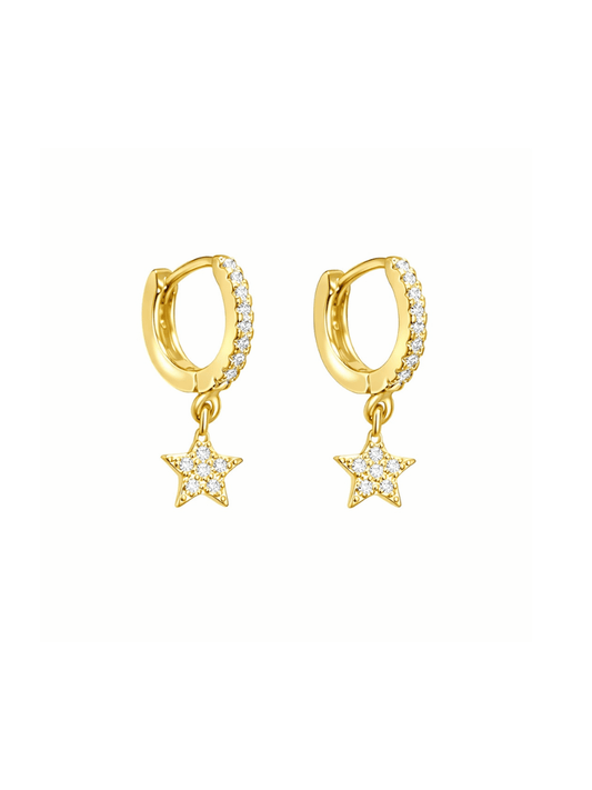 diamante gold star hoops