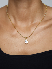 Beaded Bezel Pendant Drop Necklace