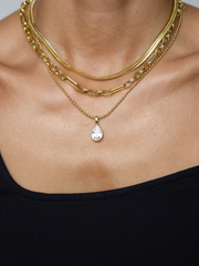 Beaded Bezel Pendant Drop Necklace