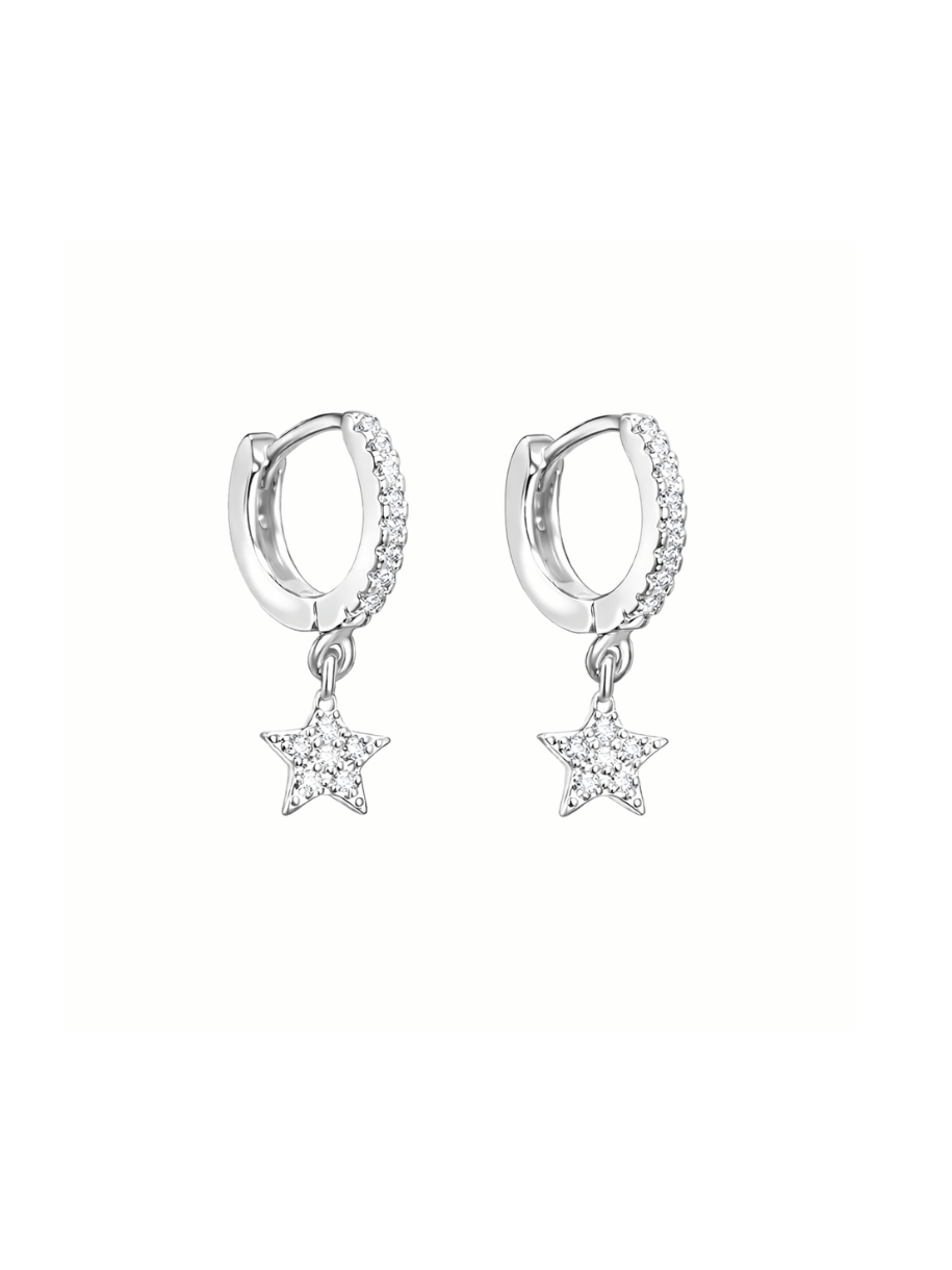 silver diamante star huggies