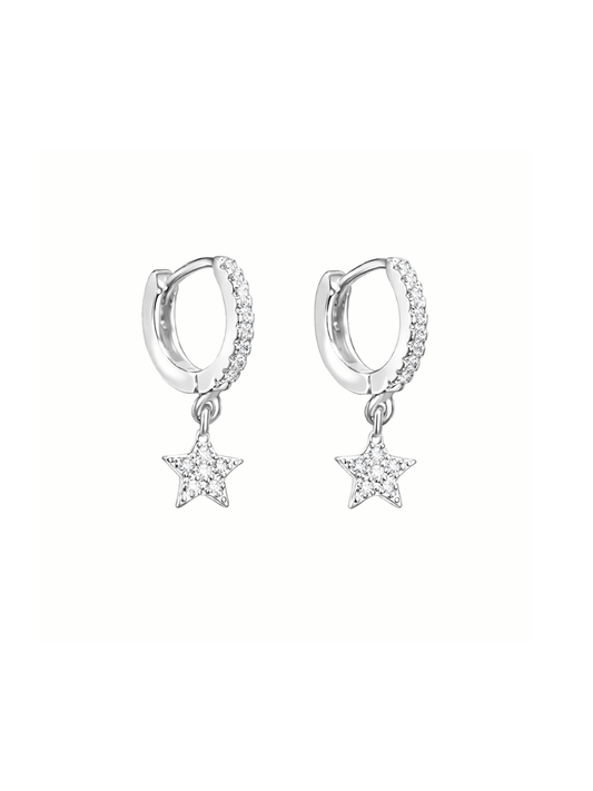 silver diamante star huggies