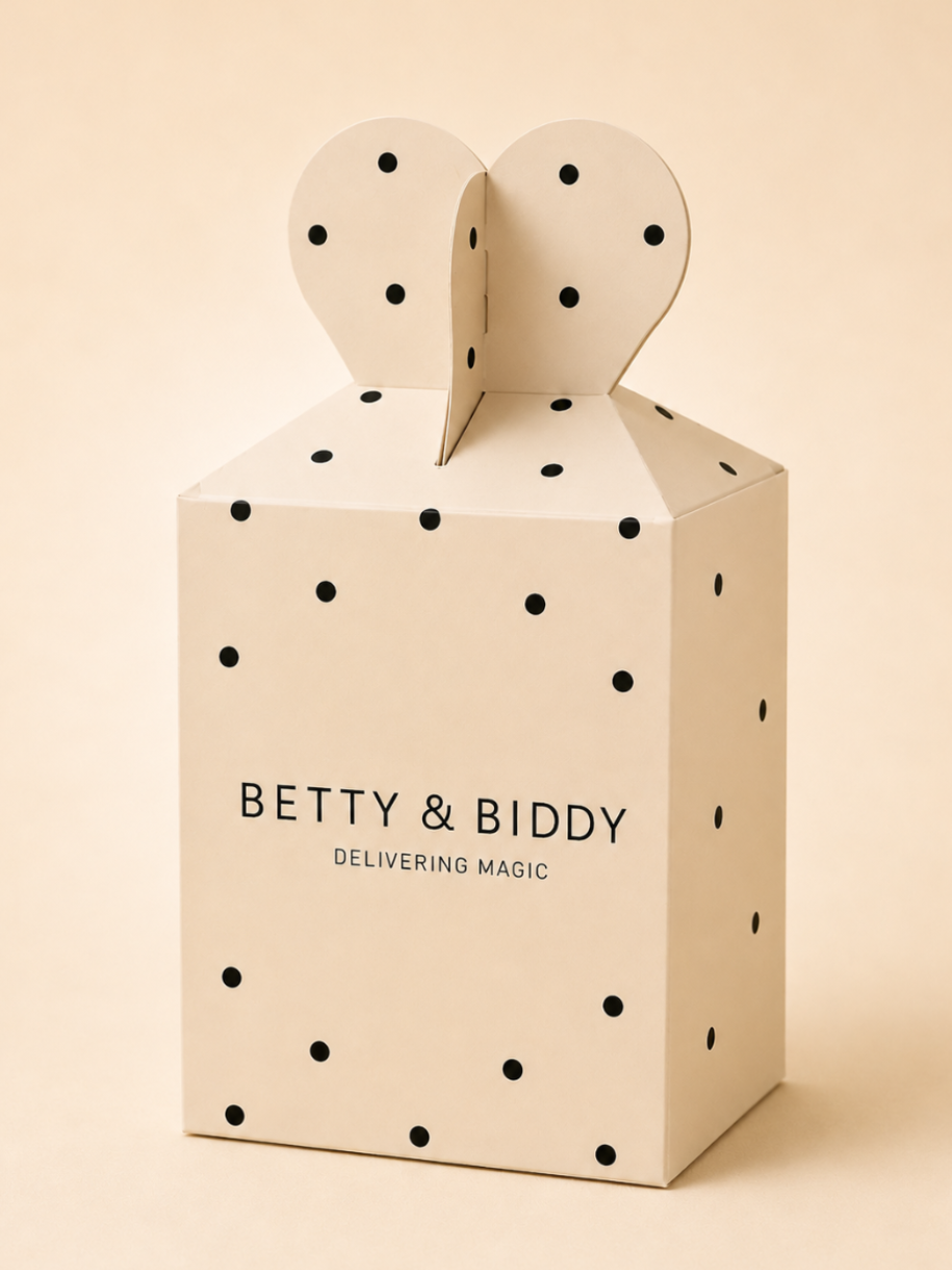 Betty & Biddy Bunny Box with zip closure and protective tissue paper for jewellery gift packaging