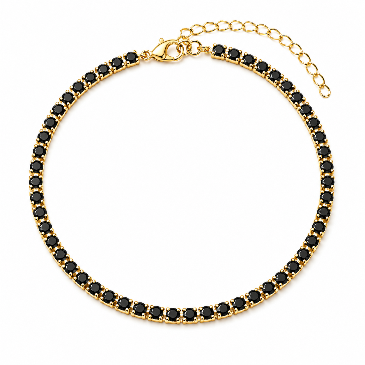 The Onyx Tennis bracelet in gold with black stones