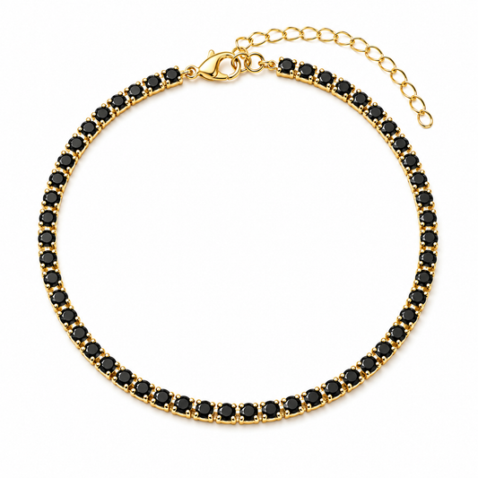 The Onyx Tennis bracelet in gold with black stones