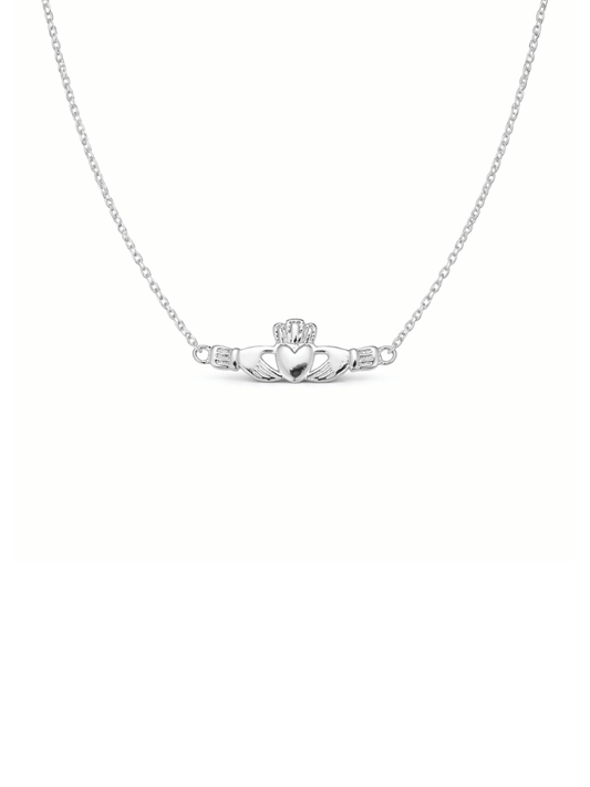 Claddagh Box Bar Necklace in Silver