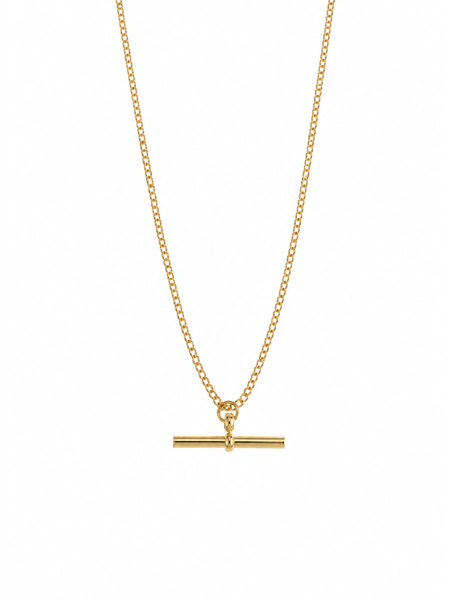 Classic T Bar Necklace with delicate chain and horizontal bar pendant