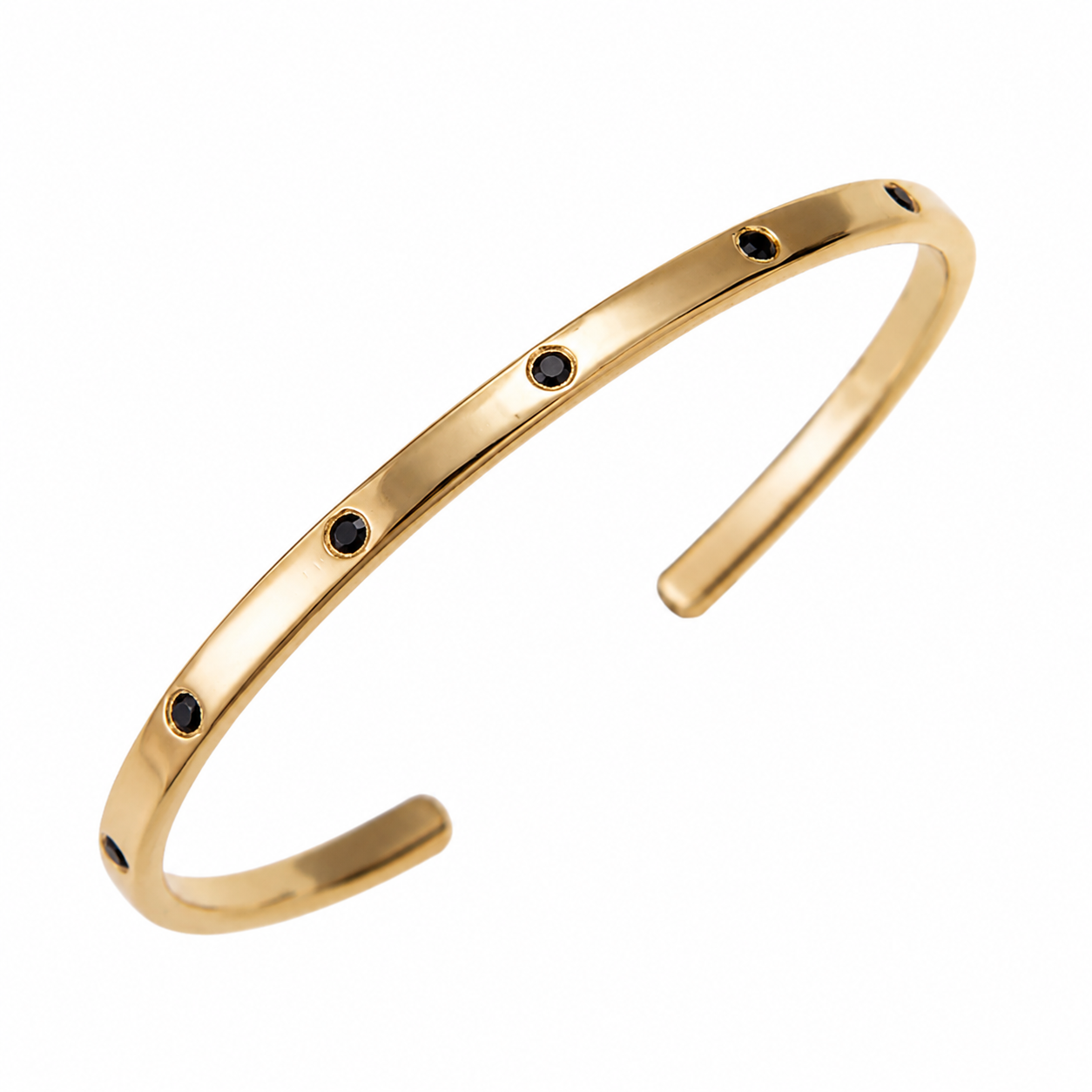 Dotted Onyx Bangle in gold with black stones