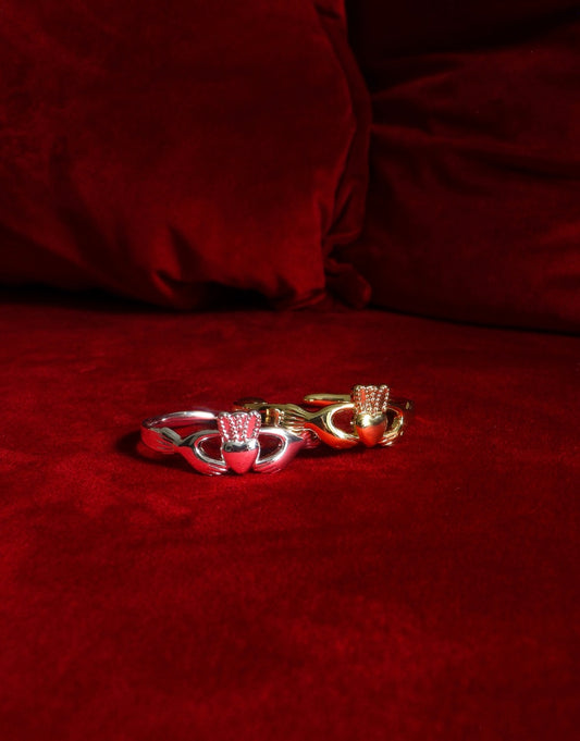 Claddagh Block Bangle Set - Gold and Silver