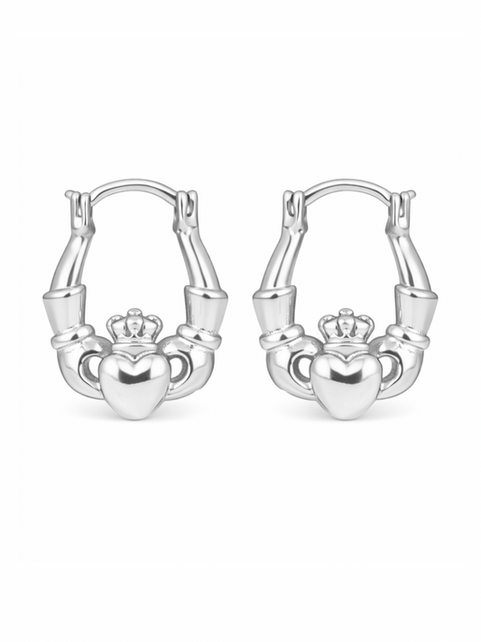The Mini Silver Claddagh Hoop