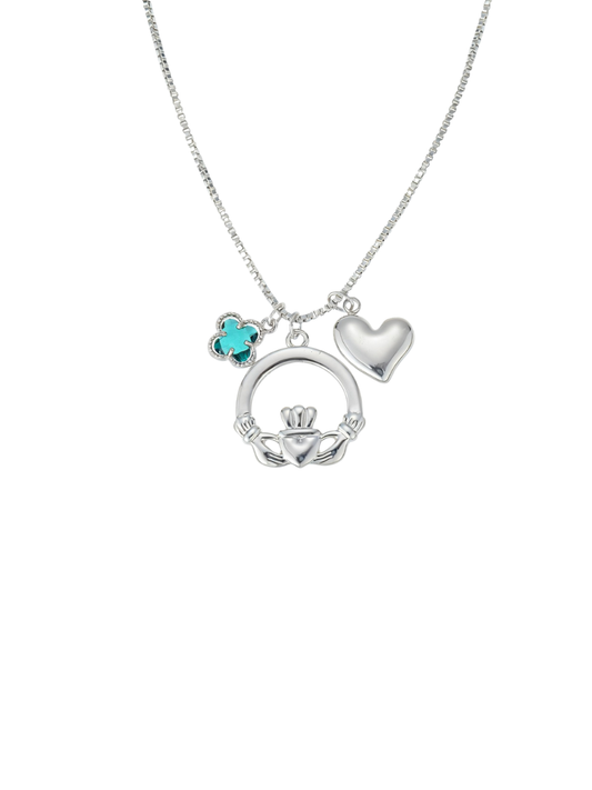 Silver Charm Claddagh Stack Necklace