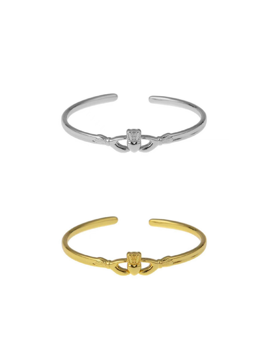 Delicate Duo : The Delicate Mix Metal Claddagh Bangle Set