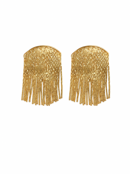 Rounded Gold Tassel Earring