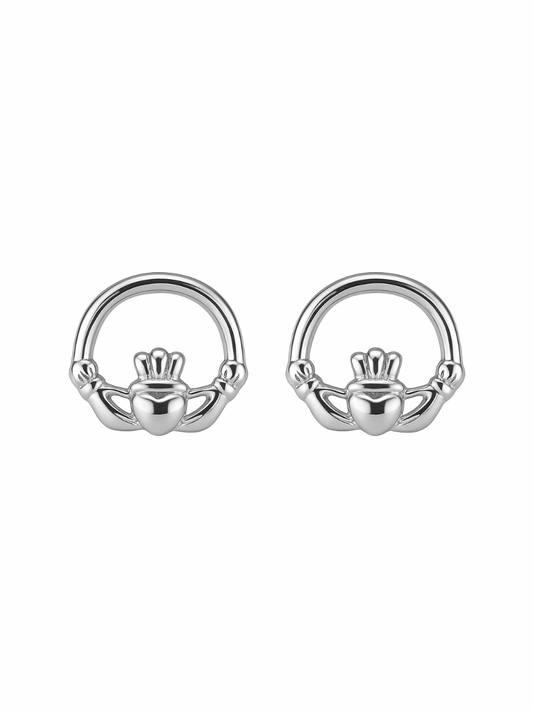 Claddagh Stud Earrings - SILVER