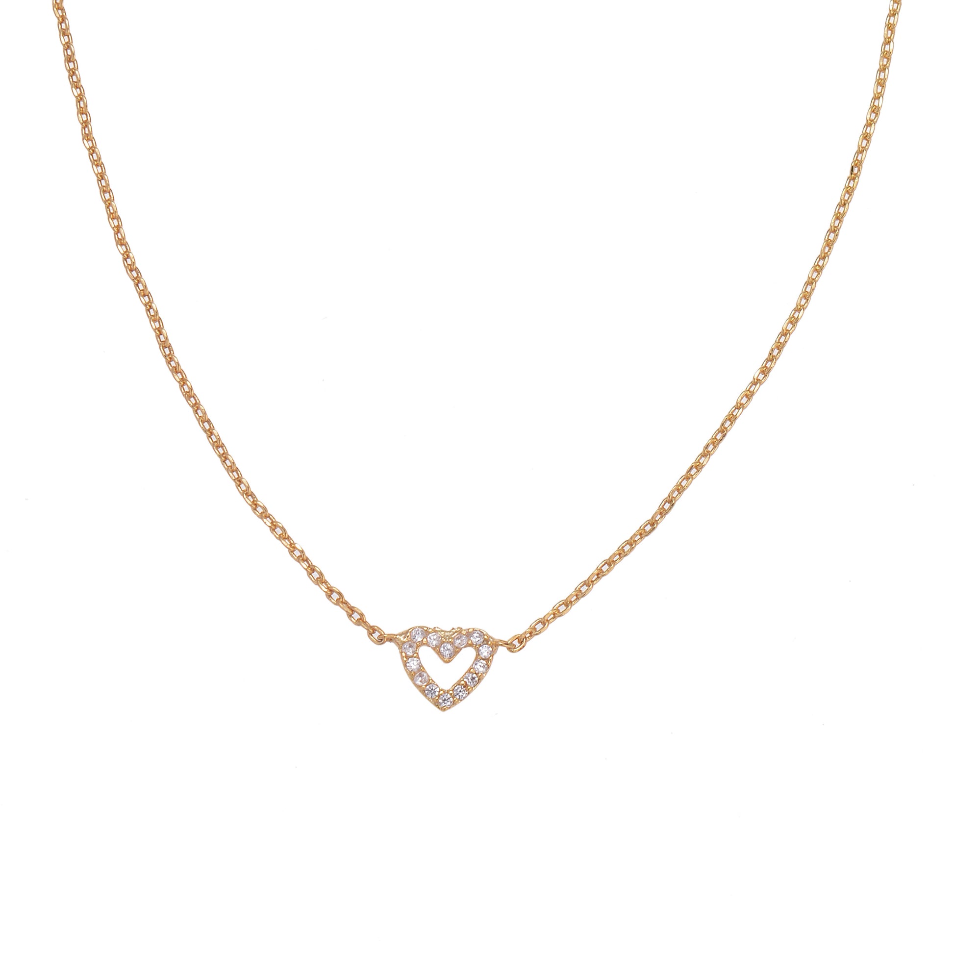 diamante heart necklace white