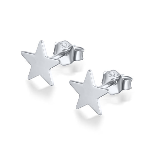 Silver star stud earrings