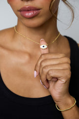 Plated Pearl Evil Eye Necklace