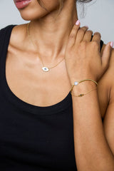 Plated Pearl Evil Eye Necklace