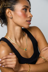 Turquoise Bezel Square Charm Necklace