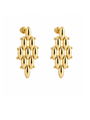 Myriad Gold Link Drop Earrings layered gold links and a long statement drop