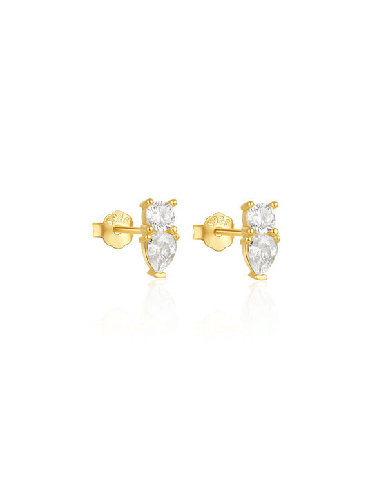 petite double gemstone studs