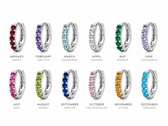 Silver Birthstone Huggies