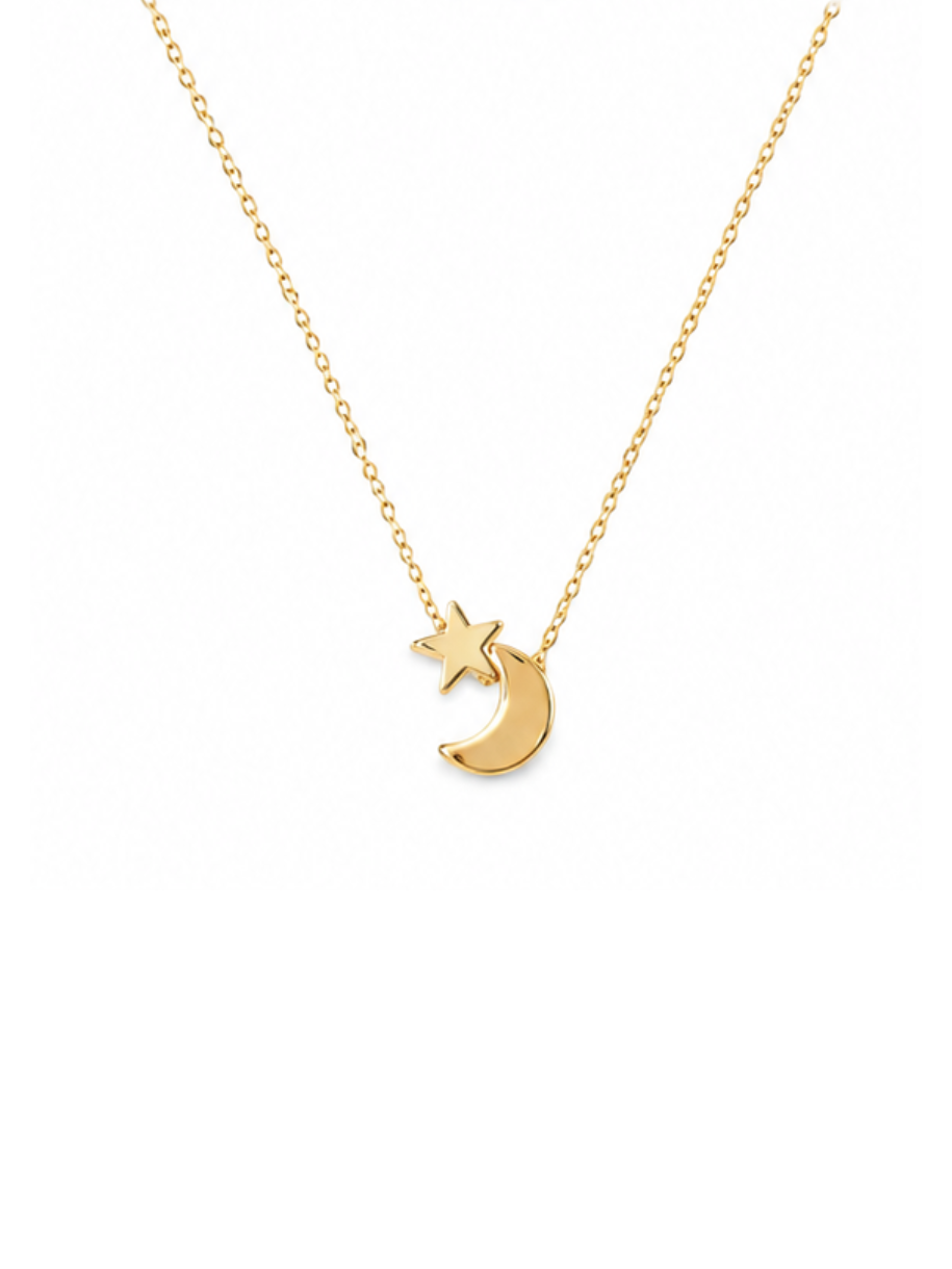 Stacked Star & Moon Necklace in gold from the Home For The Holidays jewellery gift set