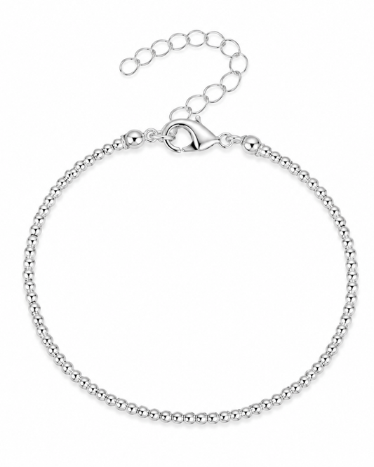 Silver Beaded Ball Bracelet 1mm