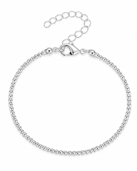 Silver Beaded Ball Bracelet 1mm