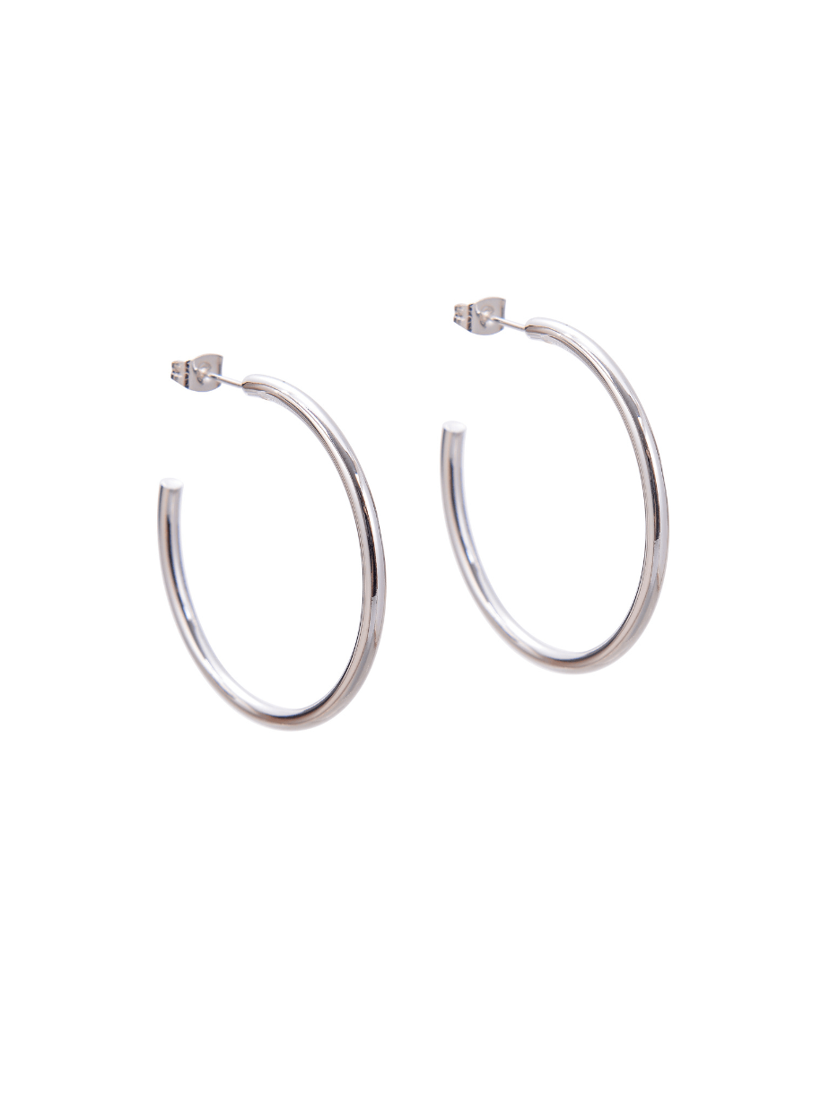 Silver Angled Hoop Earrings The ICONIC