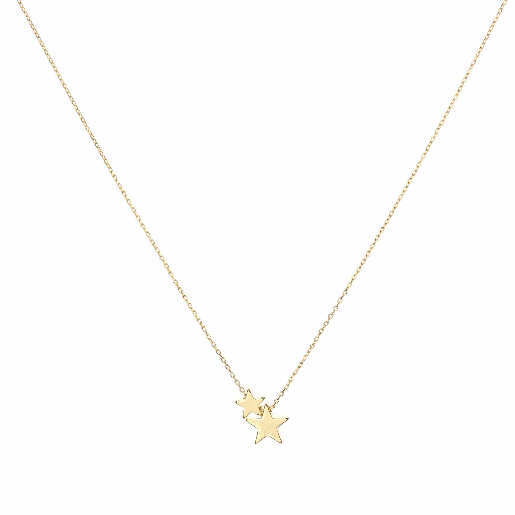 Double Star Charm Necklace gold chain