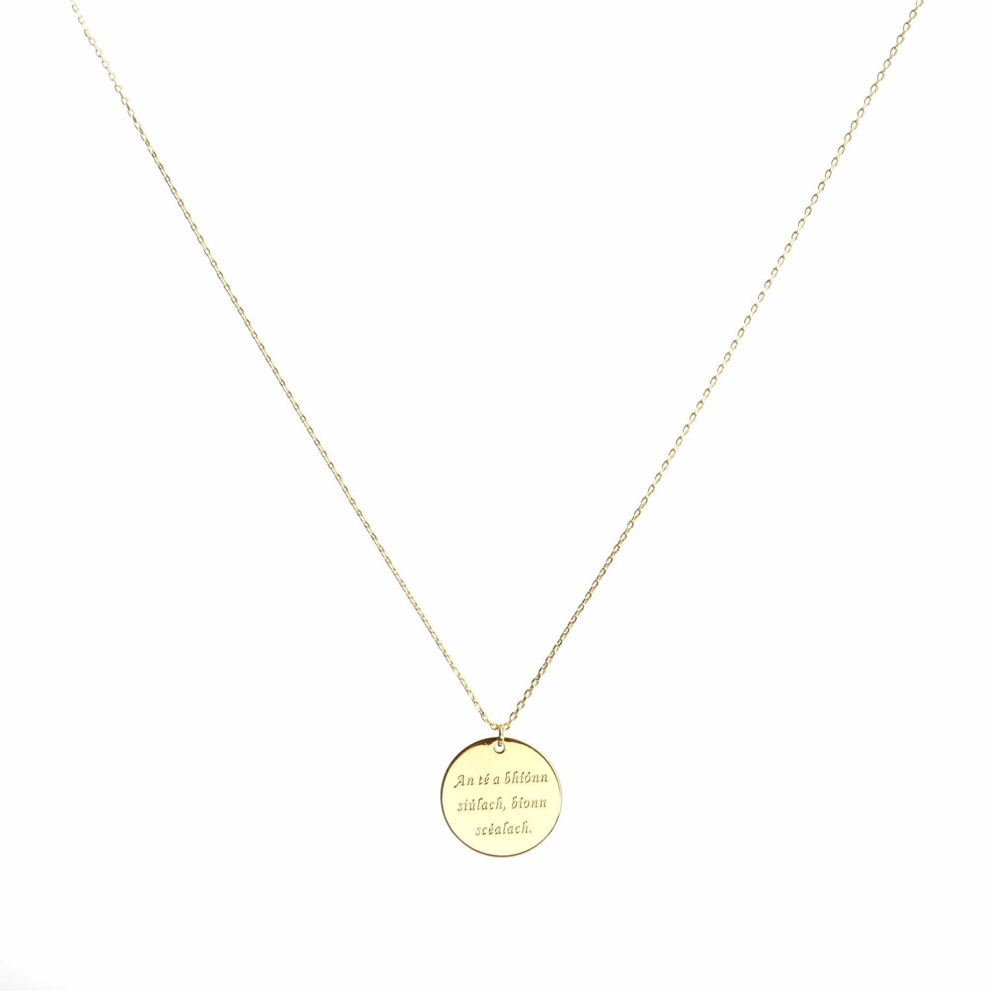 Irish quote pendant necklace in gold