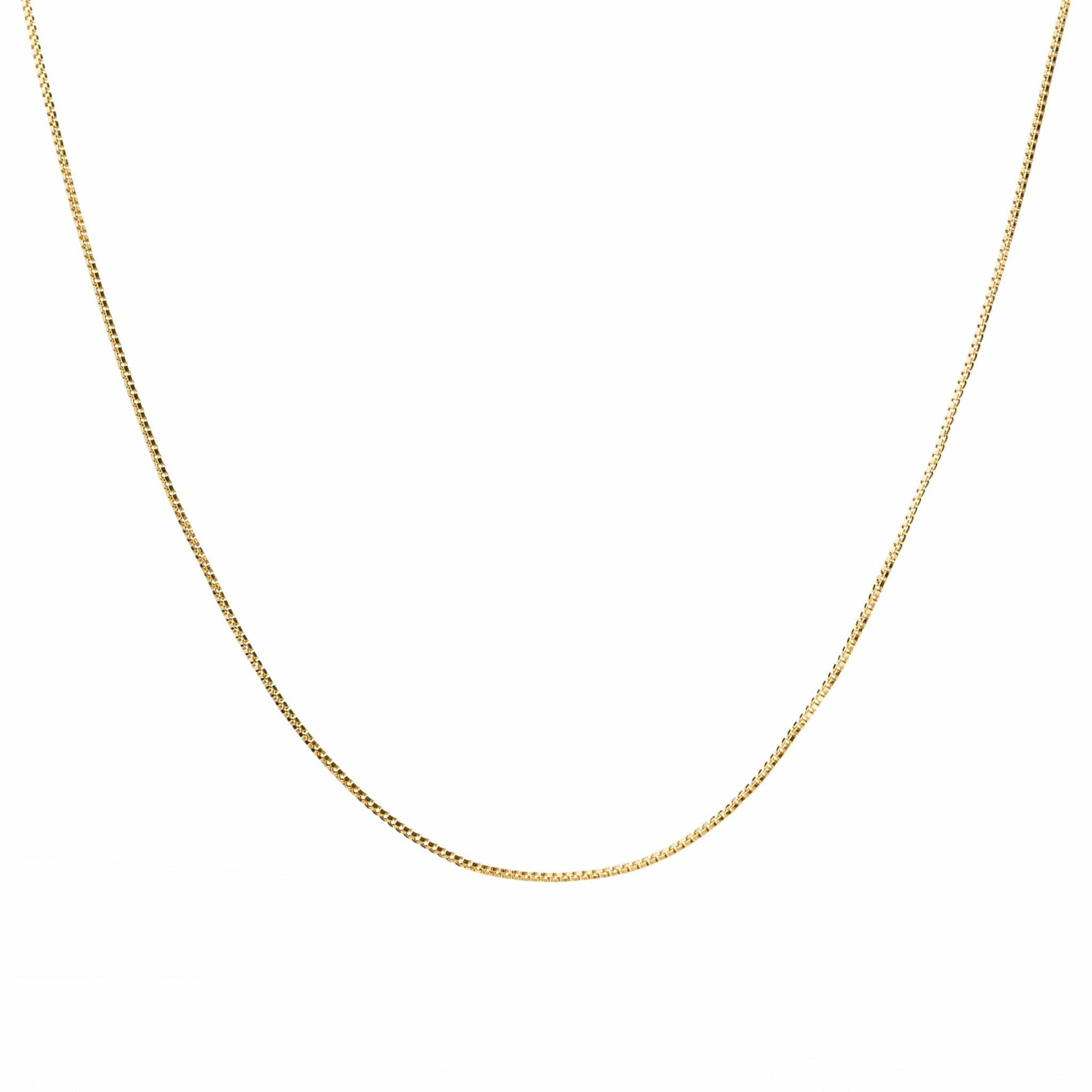 layering gold box chain necklace