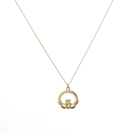 Claddagh necklace, an irish and celtic claddagh symbol set on a fine gold chain