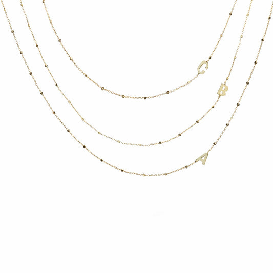 Side Initial gold letter dotted necklace 