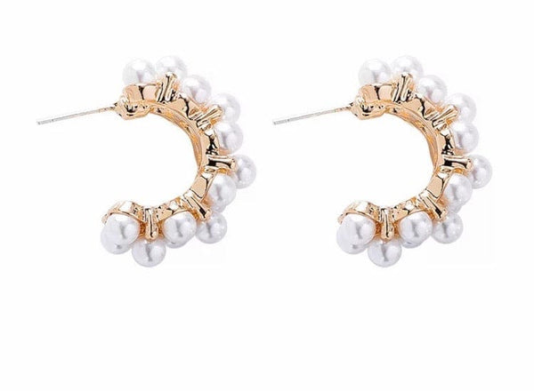 Mini pearl hoop on sale earrings