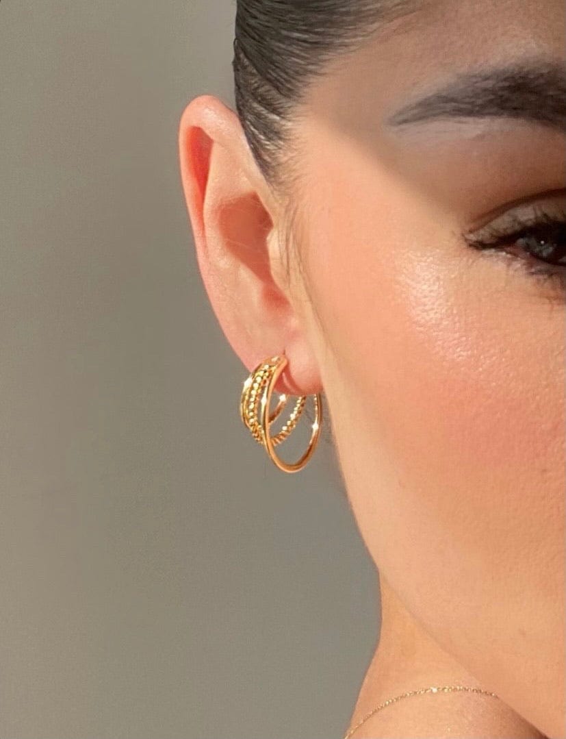 Triple hoop hot sale earrings gold