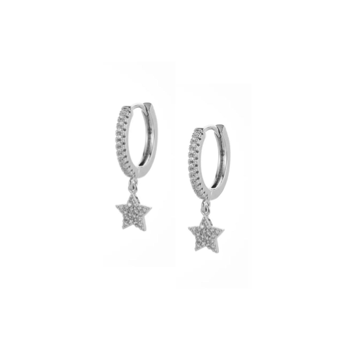 Huggie Diamante Star charm hoop earrings 