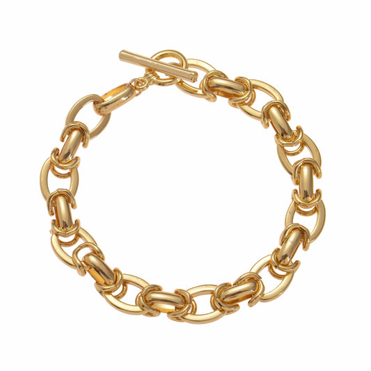 Chunky oval link bracelet with t-bar and toggle closure 