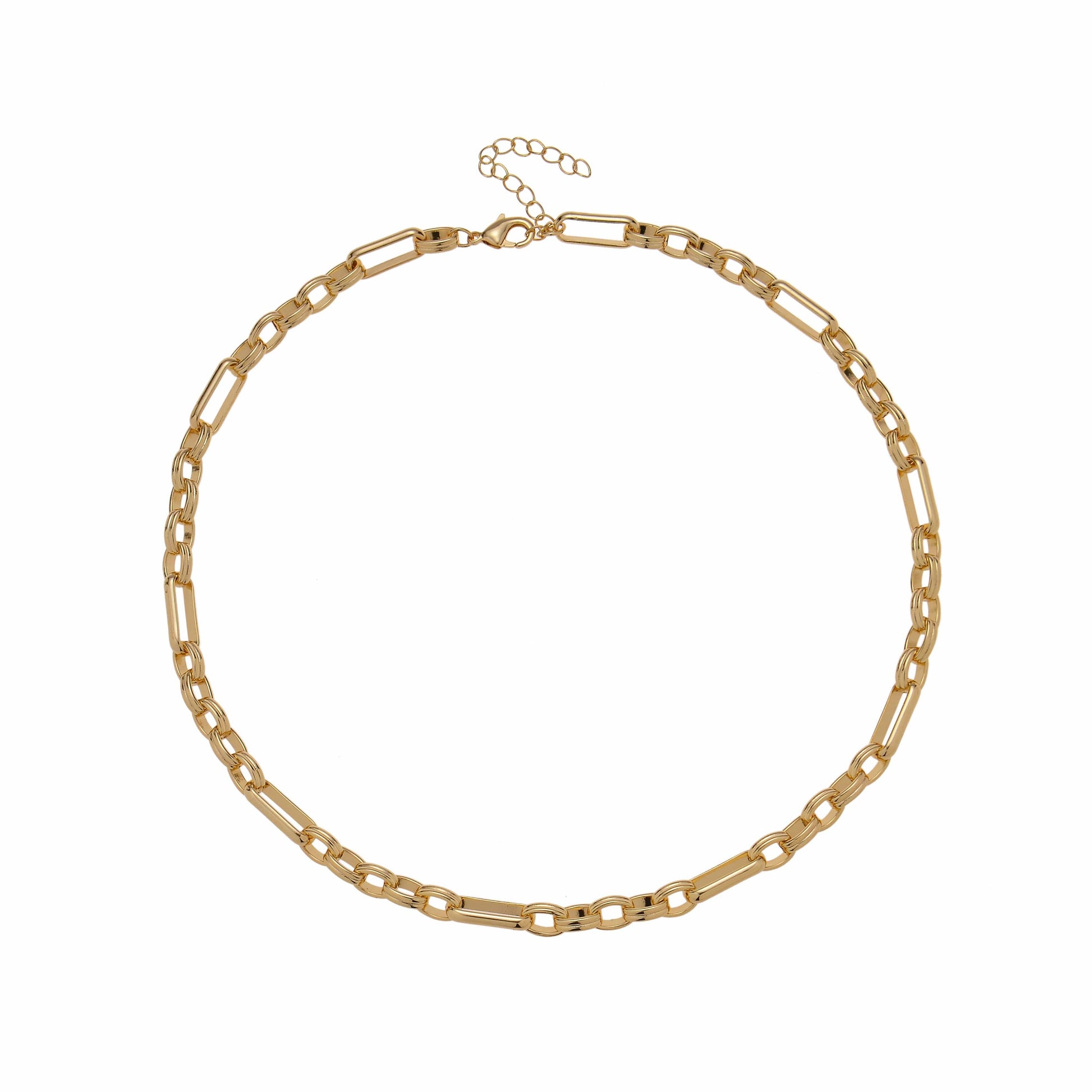 Triple link chunky layering chain gold necklace 