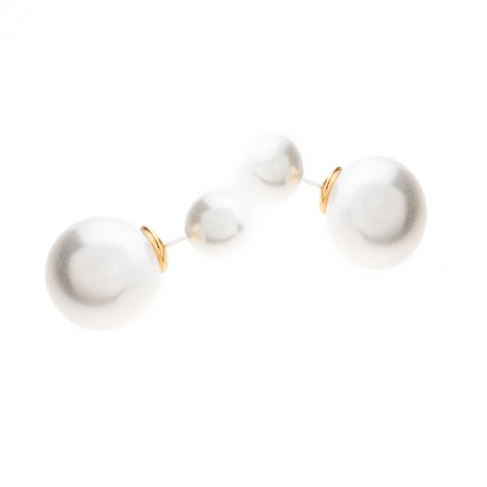 double ball pearl earring
