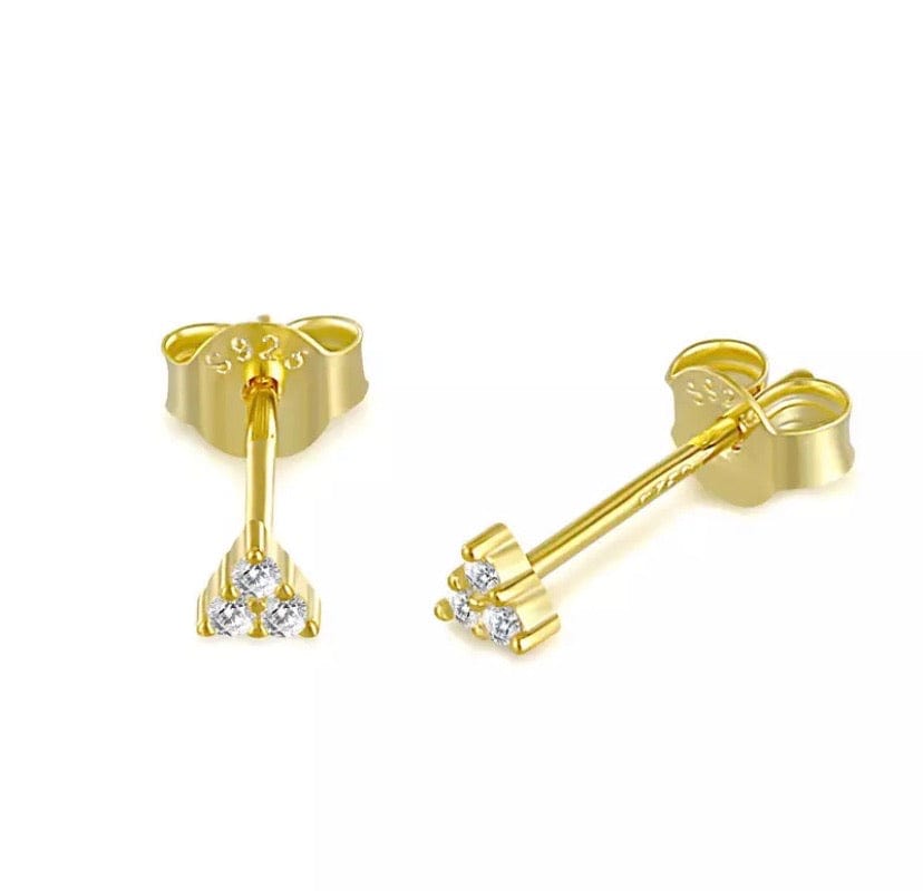 Gold pin stud earrings