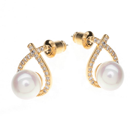 Bridal pearl stud earrings