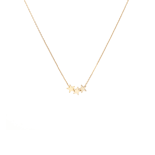 Trio gold star charm delicate necklace 