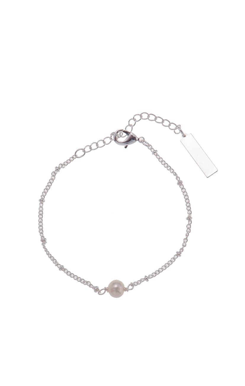 Single pearl bracelet with dotted beaded chain