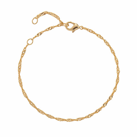 Delicate twisted gold chain layering bracelet 