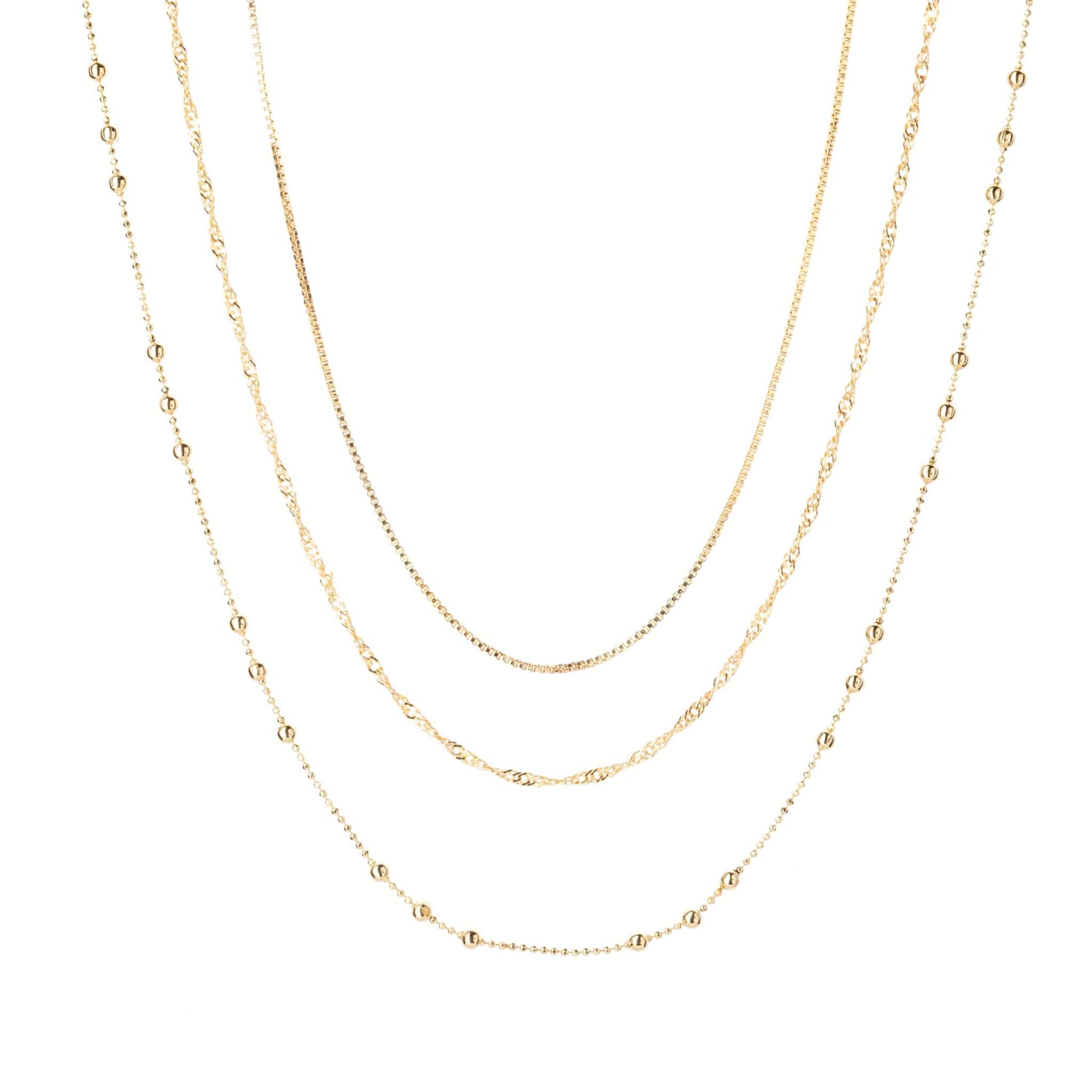 Gold triple layering delicate necklace 