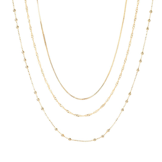Gold triple layering delicate necklace 