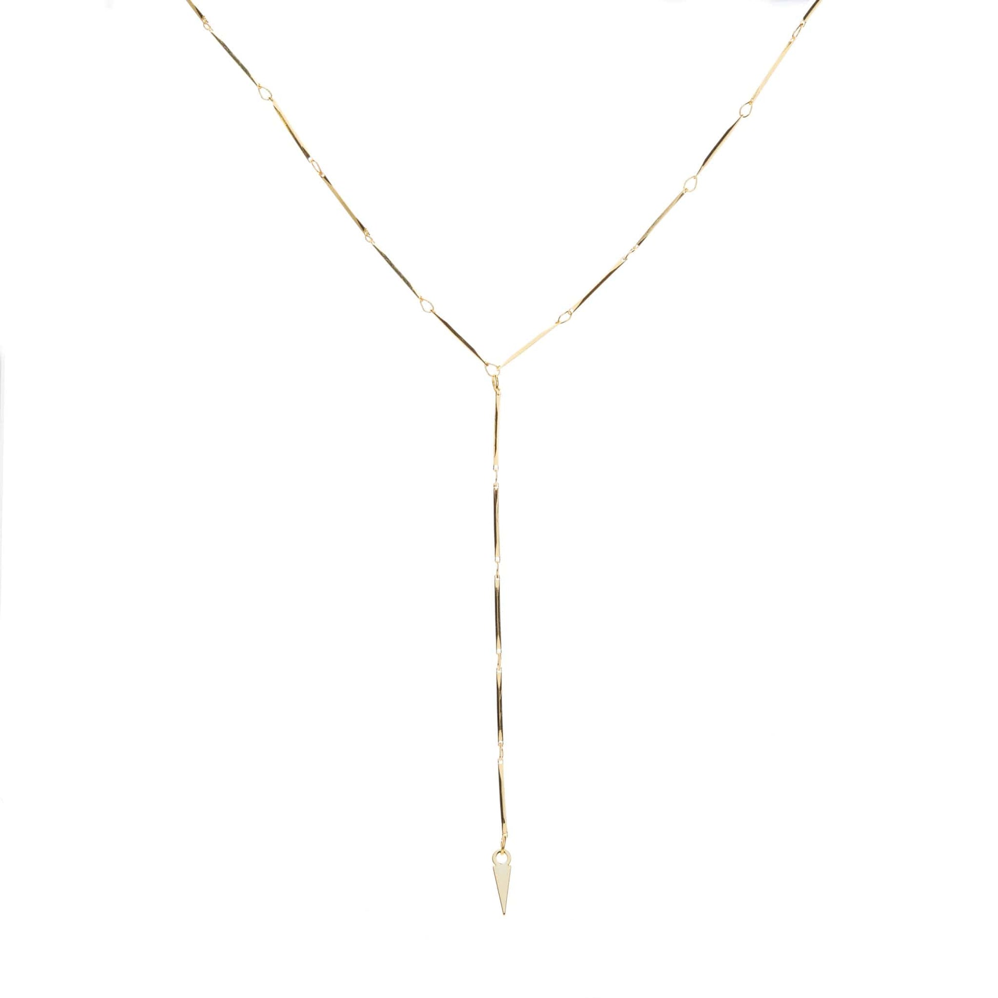 Long Link Lariat Layering necklace. Spear drop